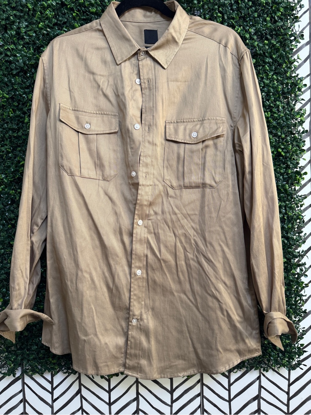 H&M Tan Button-Front Workshirt